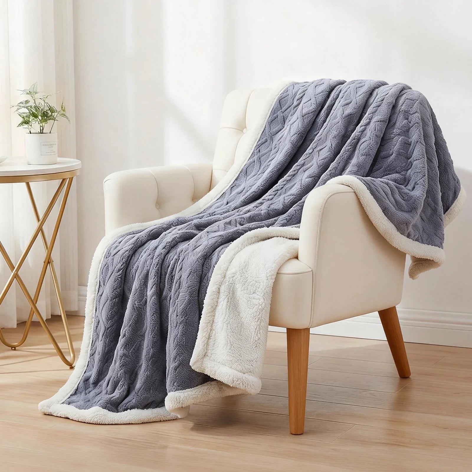 152x203cm Throw Blanket Double-Sided Fleece Lightweight For Sofa Couch Bed Queen