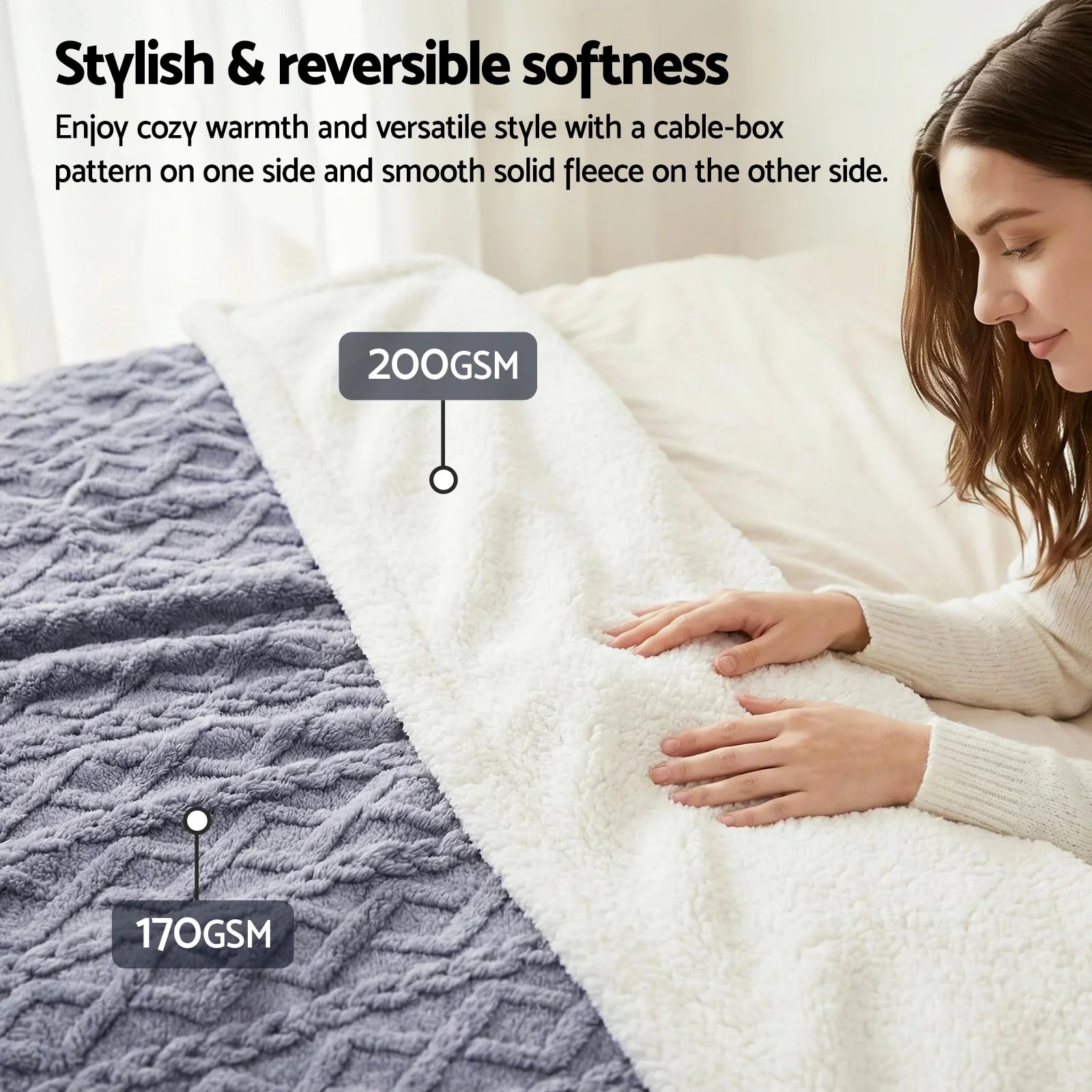 152x203cm Throw Blanket Double-Sided Fleece Lightweight For Sofa Couch Bed Queen