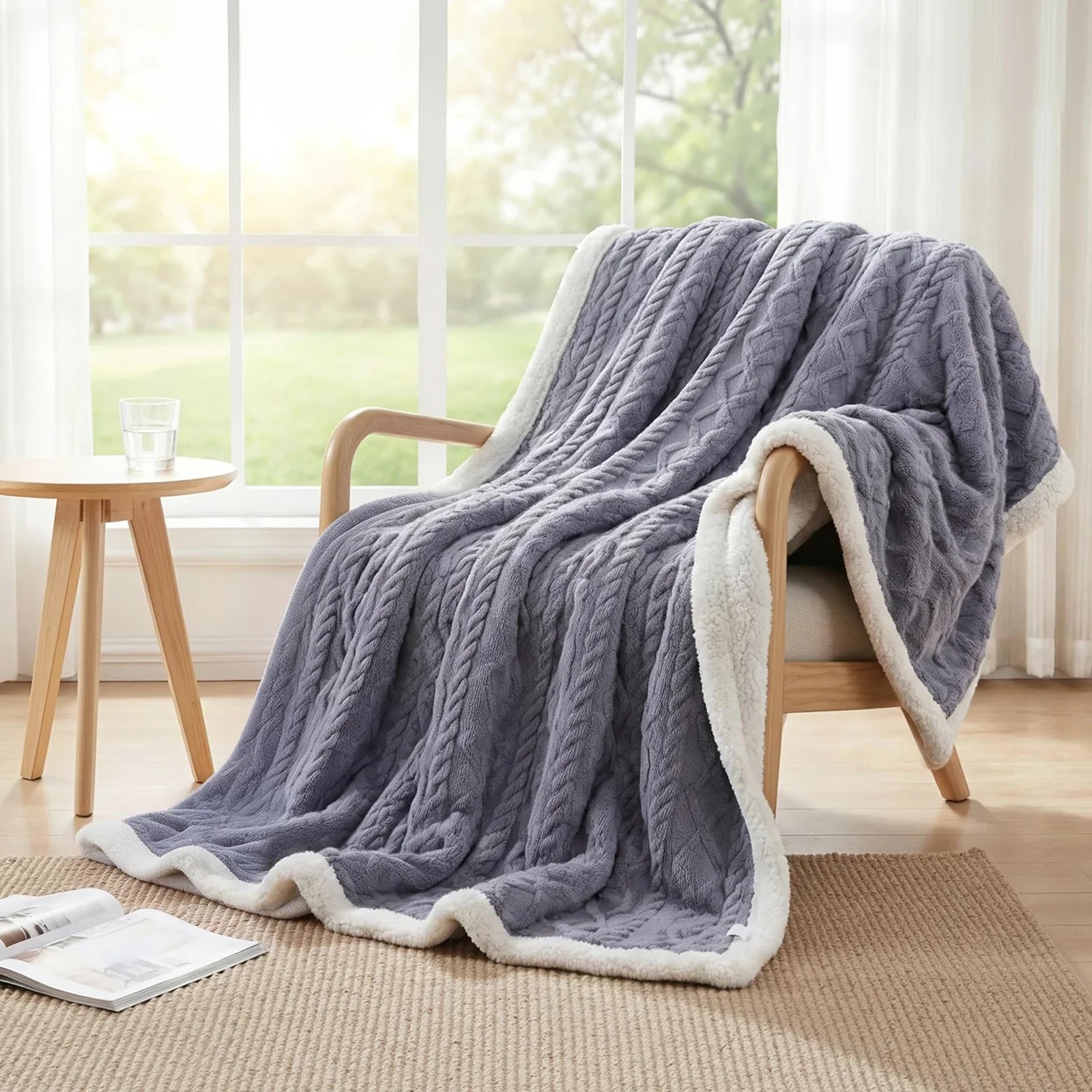 203x230cm Throw Blanket Double-Sided Fleece Lightweight For Sofa Couch Bed