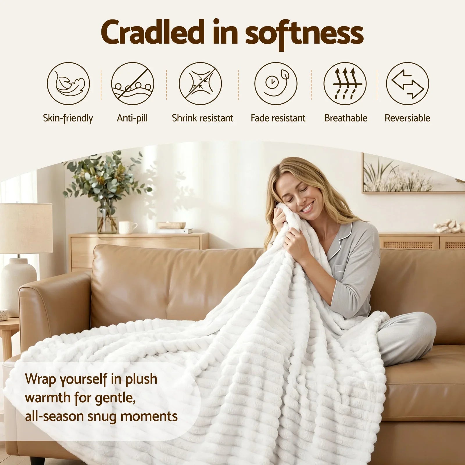203x230cm Throw Blanket Fleece Soft Lightweight Cozy Sofa Couch Bed Throw