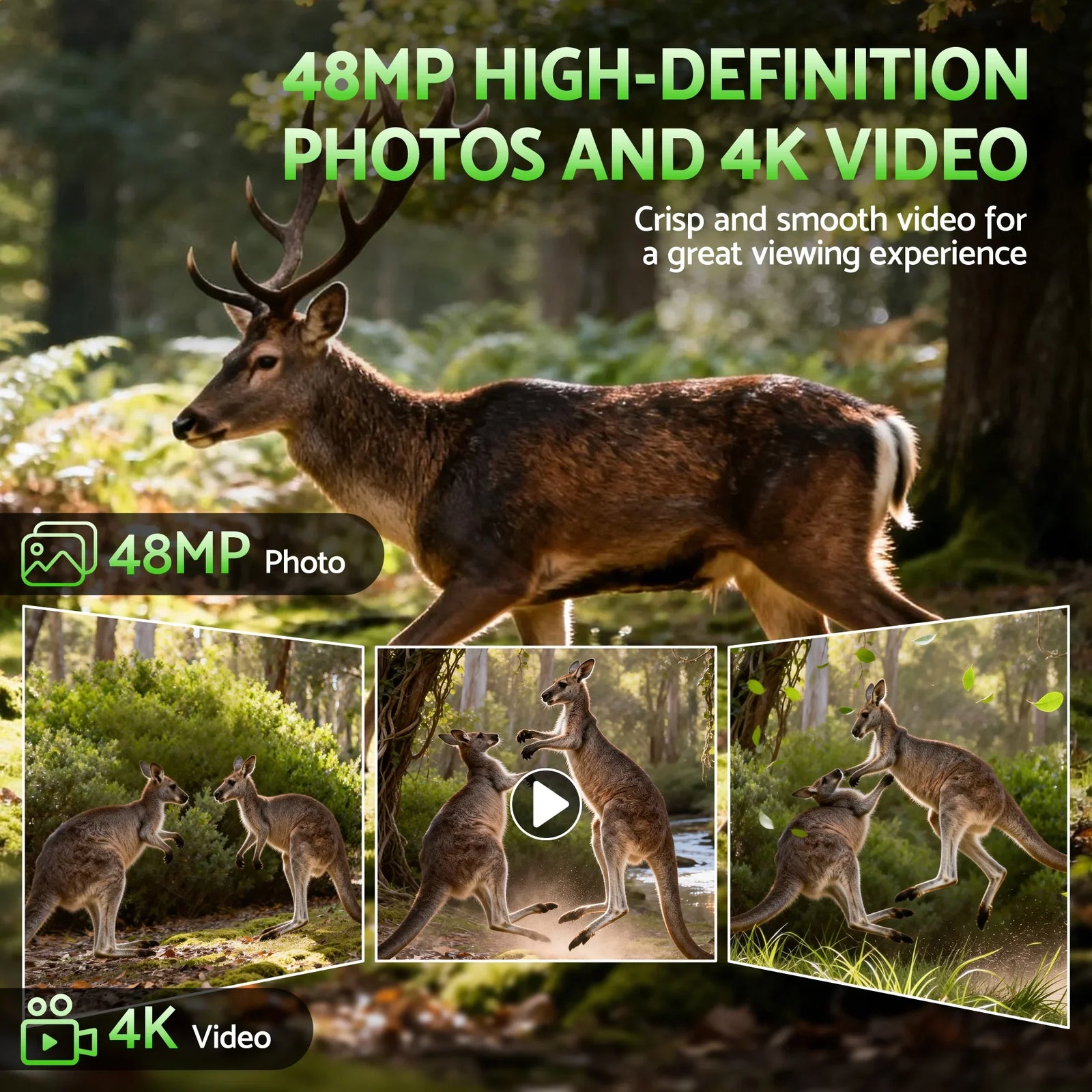 4K WiFi Trail Camera 48MP 0.2s Trigger Game Camera Camo