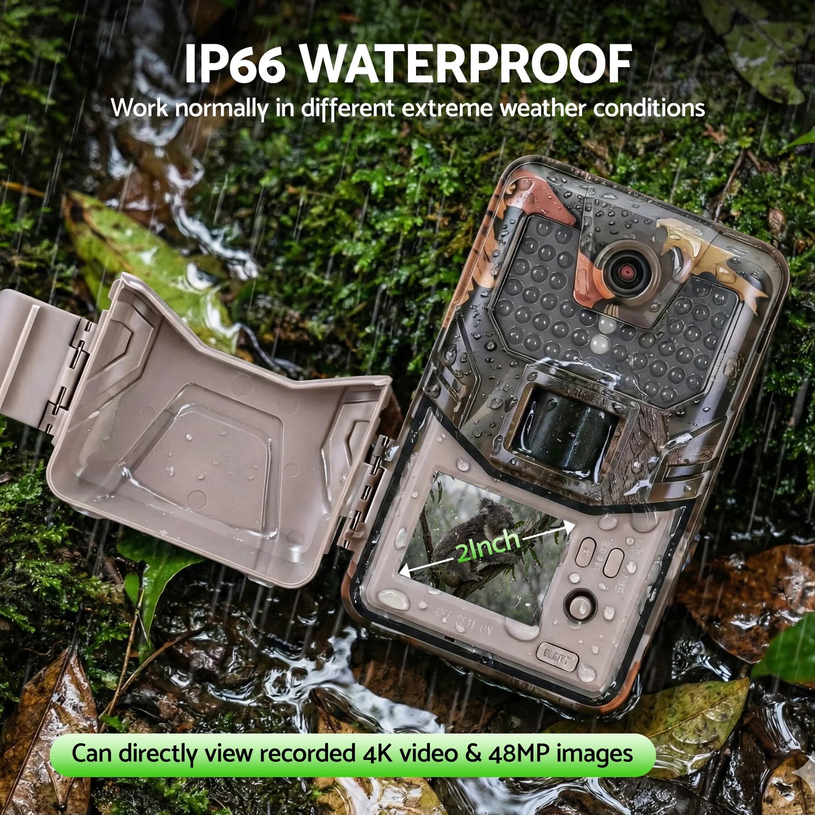 4K WiFi Trail Camera 48MP 0.2s Trigger Game Camera Camo