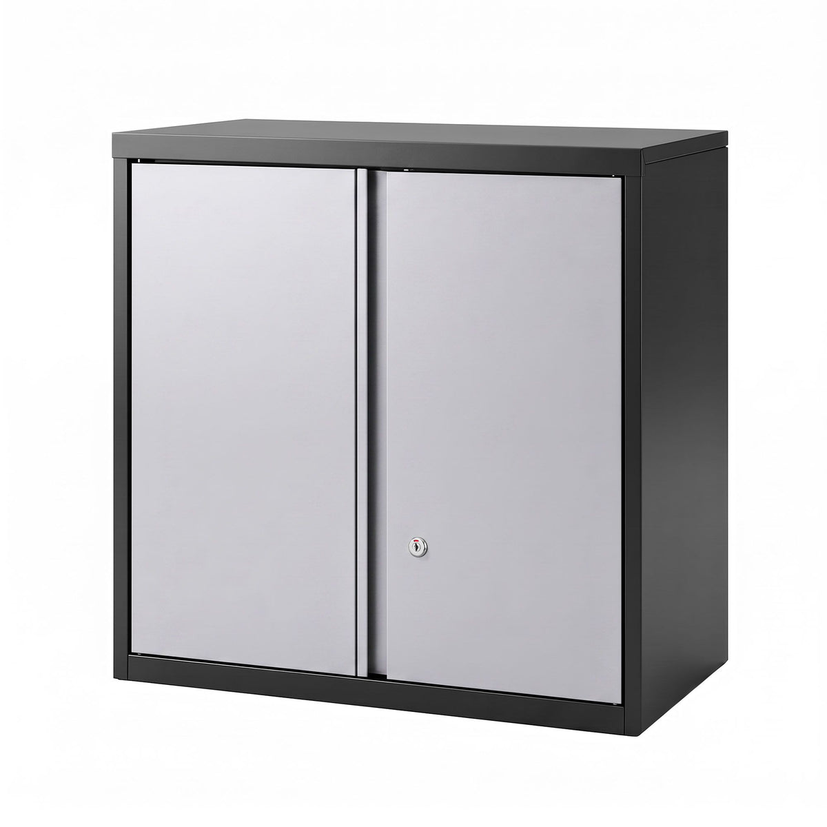Giantz Steel Tool Cabinet Wall Mount Double Door Shelf Lockable Black and Grey