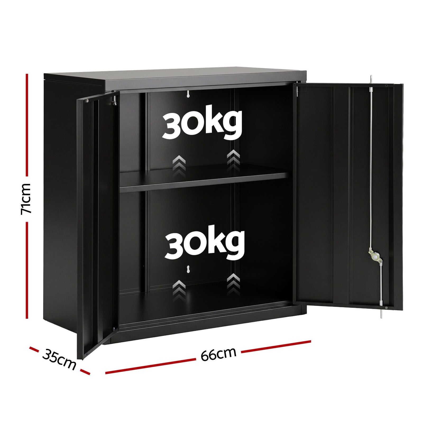 Steel Tool Cabinet Wall Mount Adjustable Shelf Garage Storage Lockable Black