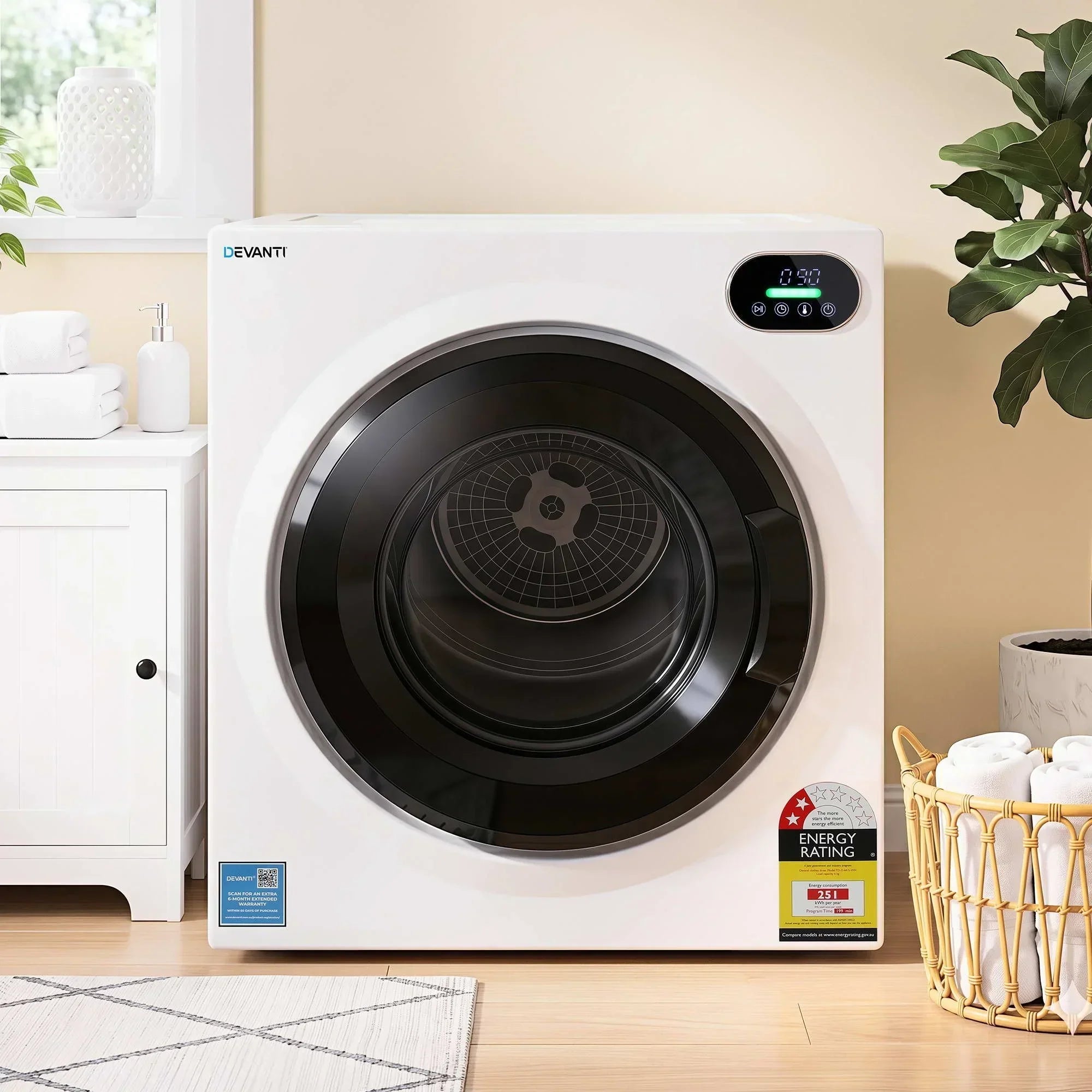 6kg Tumble Dryer – Compact, Touch Control, Anti‑Crease, Reverse Cycle