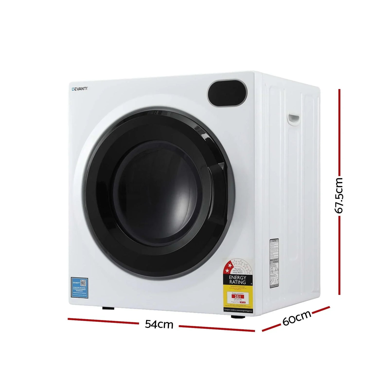 6kg Tumble Dryer – Compact, Touch Control, Anti‑Crease, Reverse Cycle
