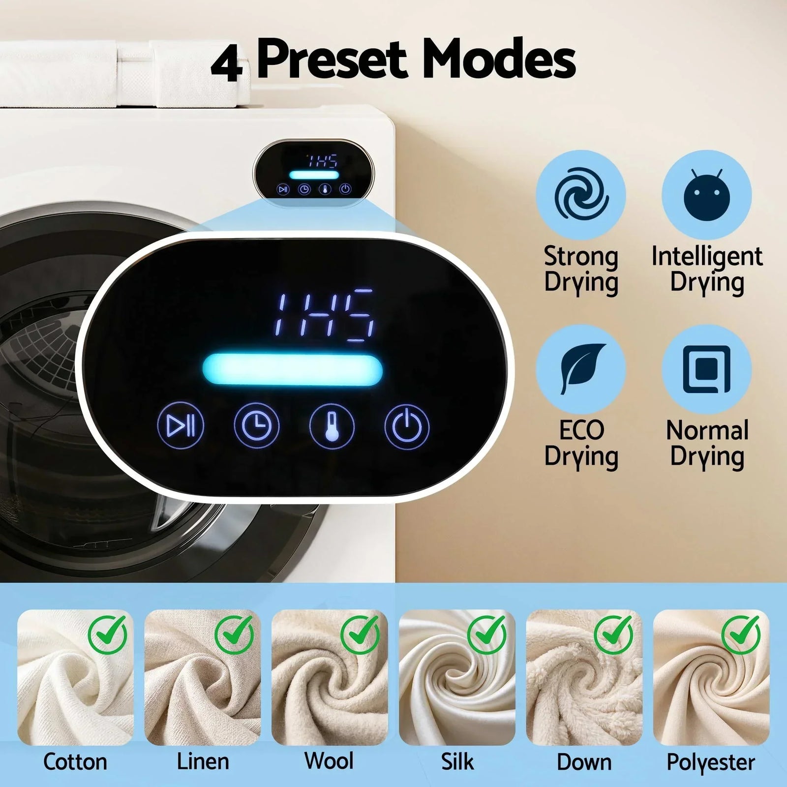 6kg Tumble Dryer – Compact, Touch Control, Anti‑Crease, Reverse Cycle