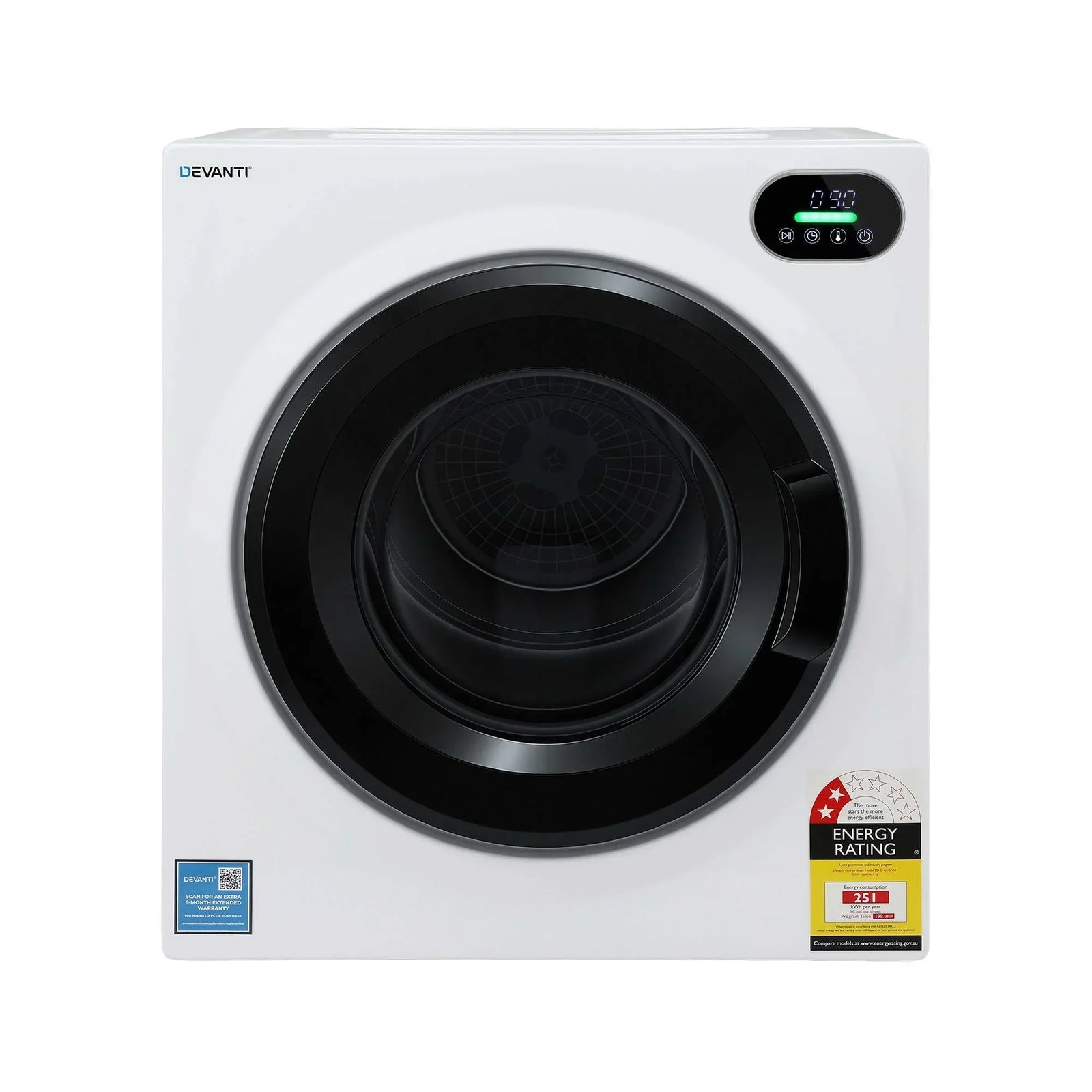 6kg Tumble Dryer – Compact, Touch Control, Anti‑Crease, Reverse Cycle