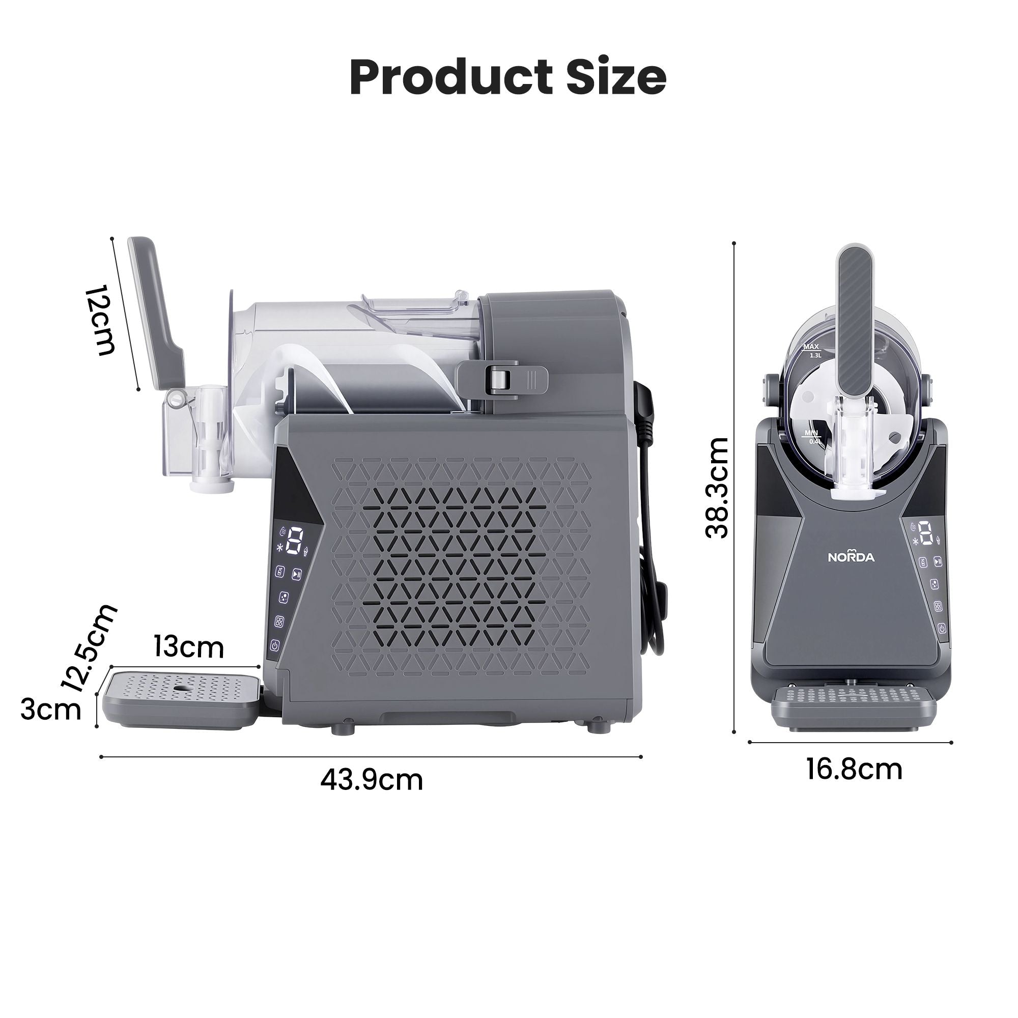 Slushie Machine 1.3L – 3‑in‑1 Frozen Drink Maker, Compressor Cooling, Grey