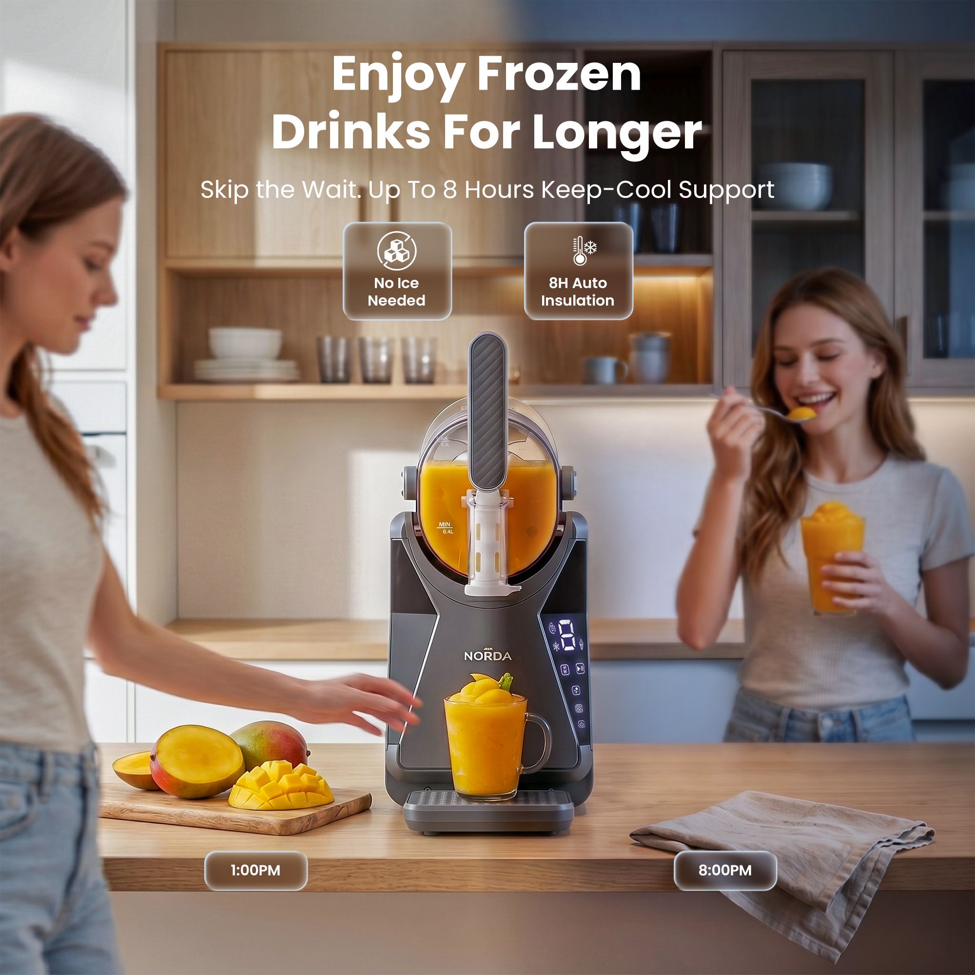 Slushie Machine 1.3L – 3‑in‑1 Frozen Drink Maker, Compressor Cooling, Grey