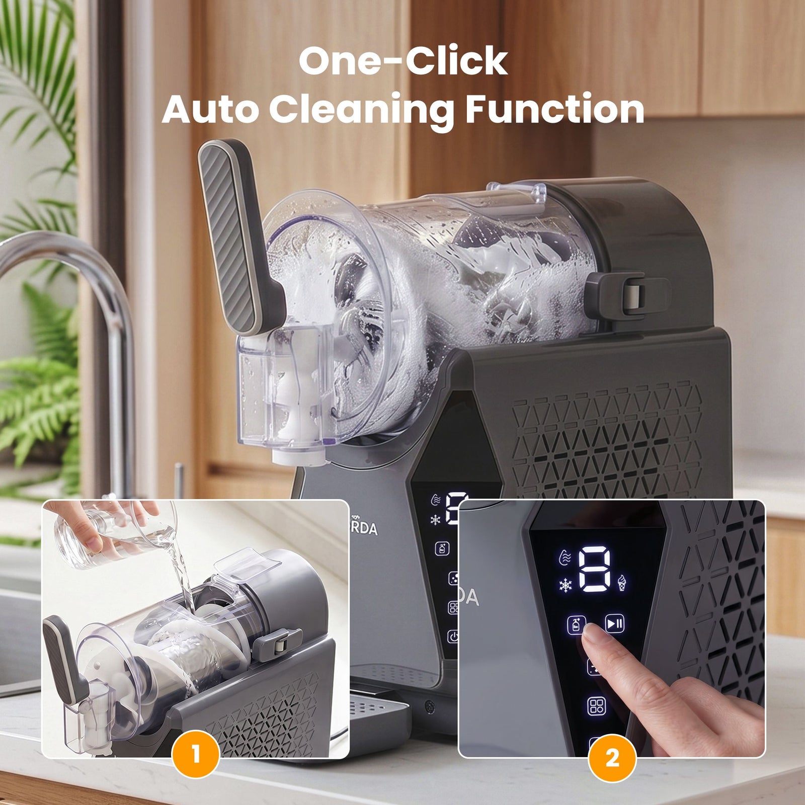 Slushie Machine 1.3L – 3‑in‑1 Frozen Drink Maker, Compressor Cooling, Grey