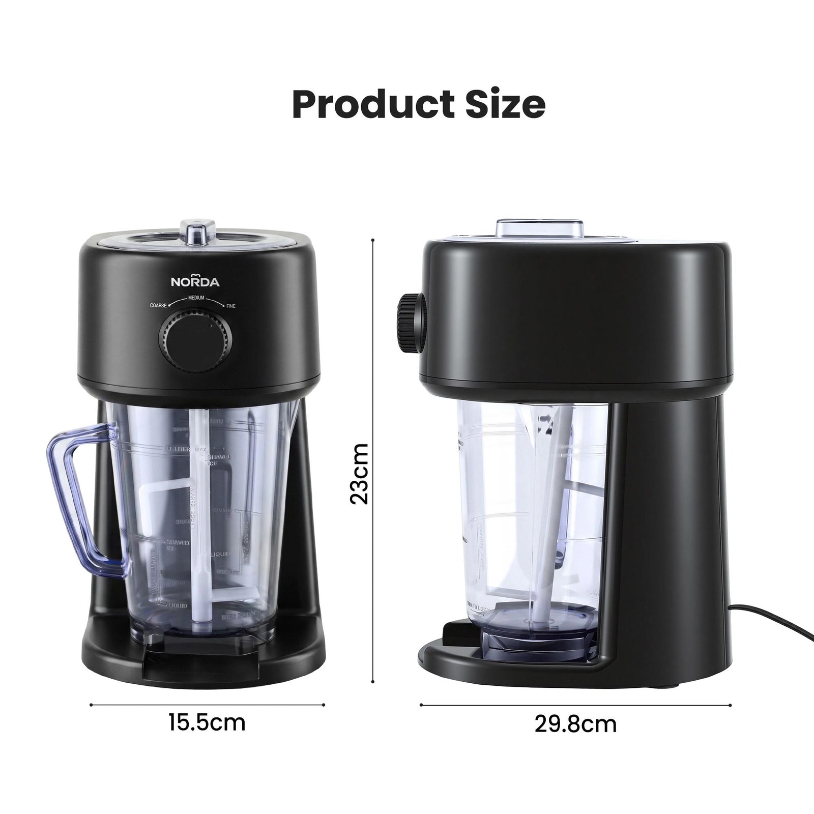 1.1L Slushie Machine Shaved Ice Maker 3 Texture Levels Black Benchtop Set