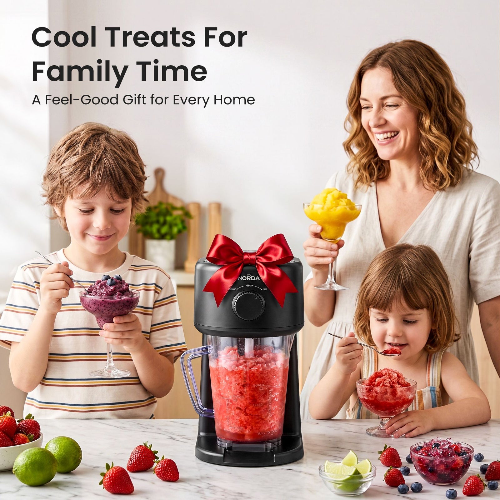 1.1L Slushie Machine Shaved Ice Maker 3 Texture Levels Black Benchtop Set
