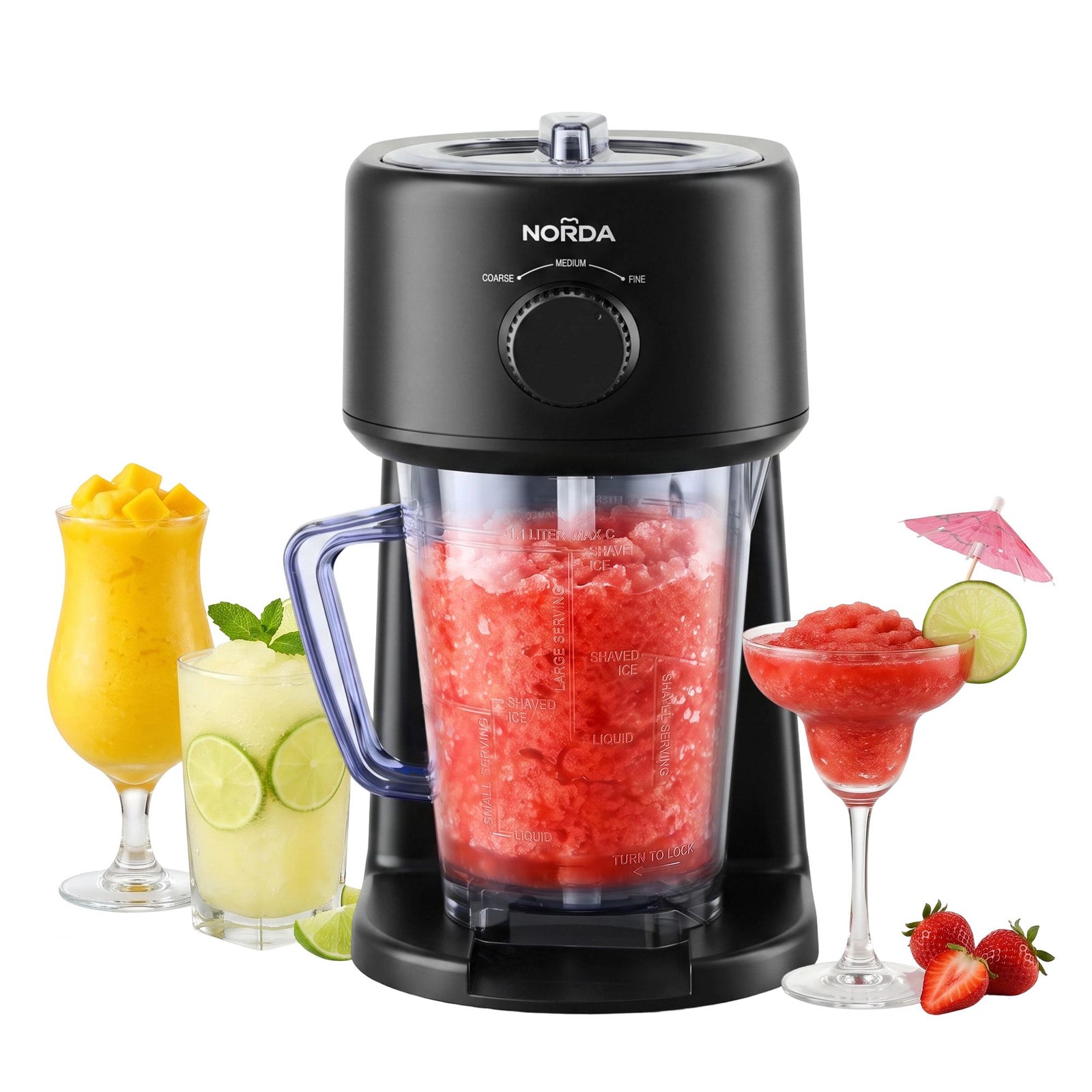 1.1L Slushie Machine Shaved Ice Maker 3 Texture Levels Black Benchtop Set