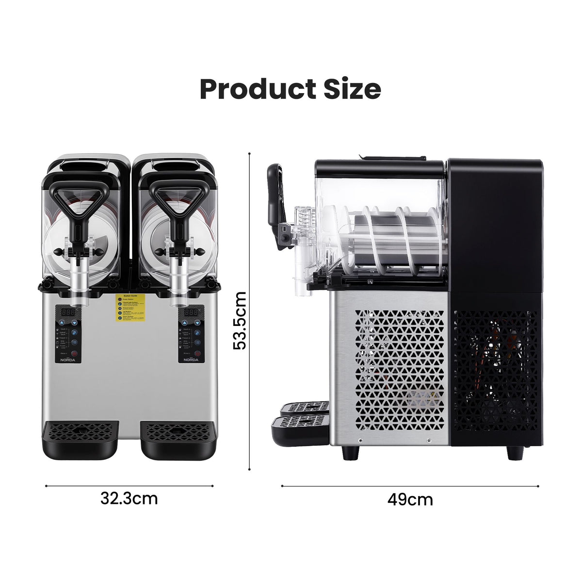 NORDA Slushie Machine 2 x 4L Dual Tank Frozen Drink Maker 5 Modes Milkshake
