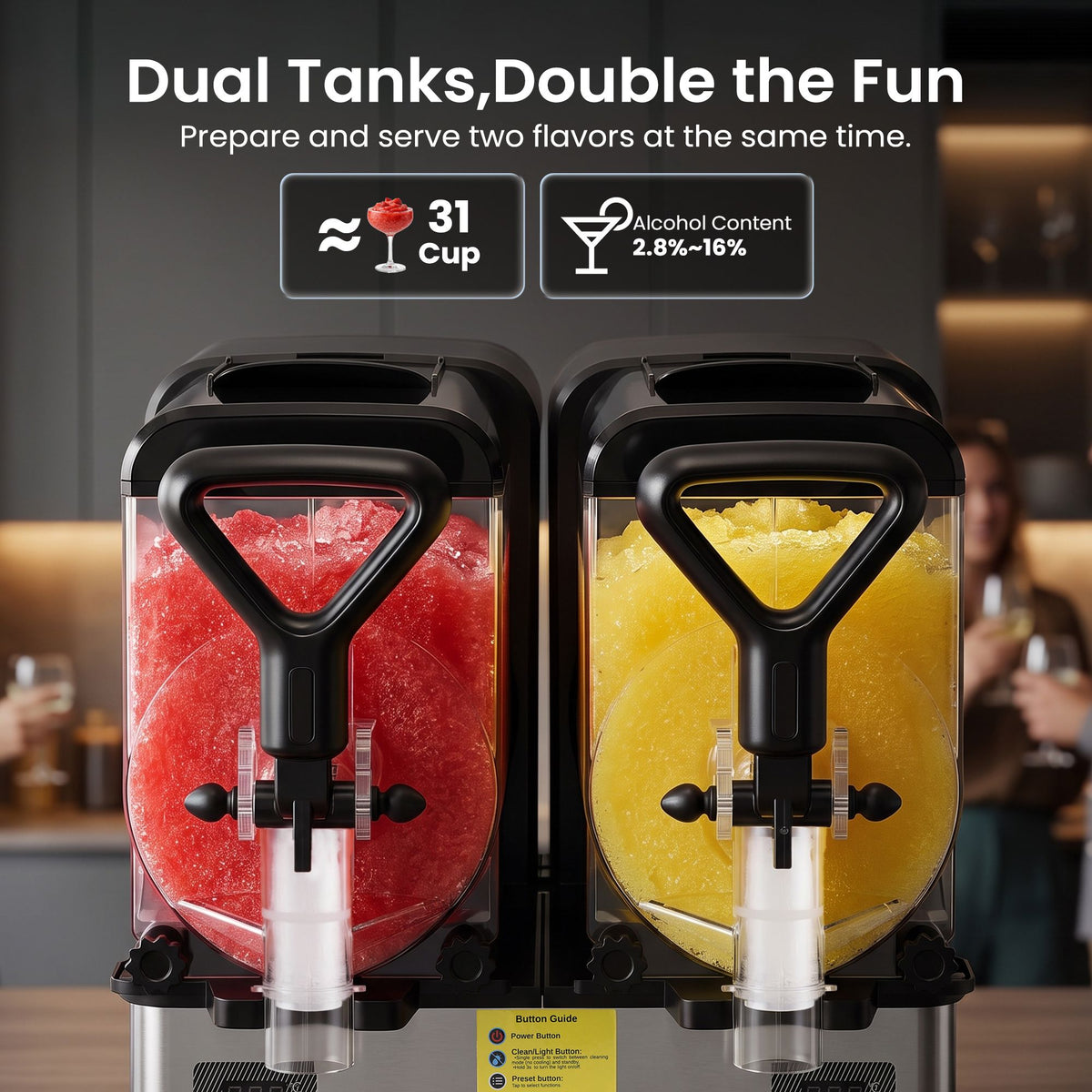 NORDA Slushie Machine 2 x 4L Dual Tank Frozen Drink Maker 5 Modes Milkshake