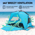 Beach Tent 3-4 Person Pop Up Sun Shade UPF 50 Automatic Outdoor Blue
