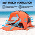 Beach Tent 3-4 Person Pop Up Sun Shade UPF 50 Automatic Outdoor Orange