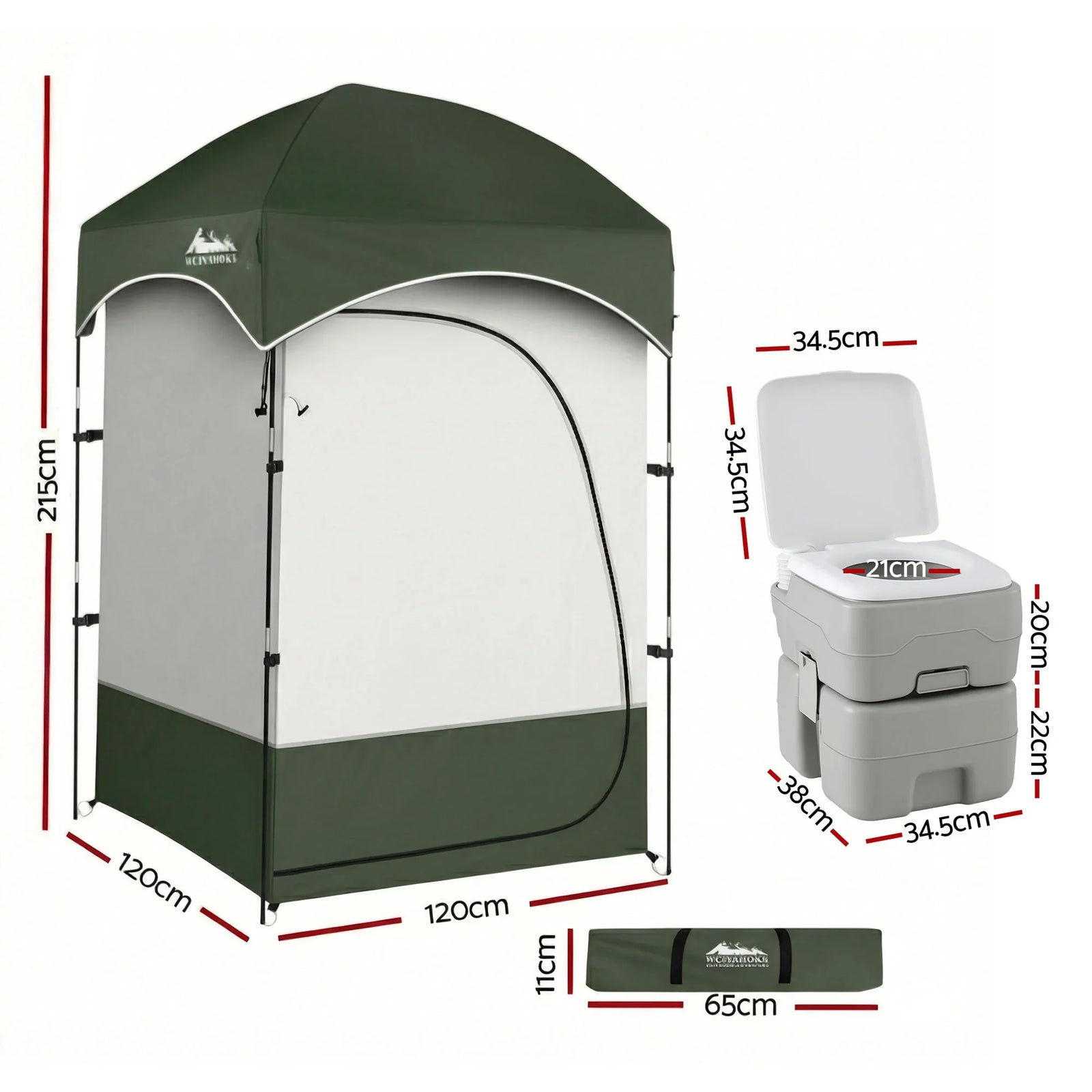 20L Portable Camping Toilet Shower Tent Changing Room Outdoor Loo Set