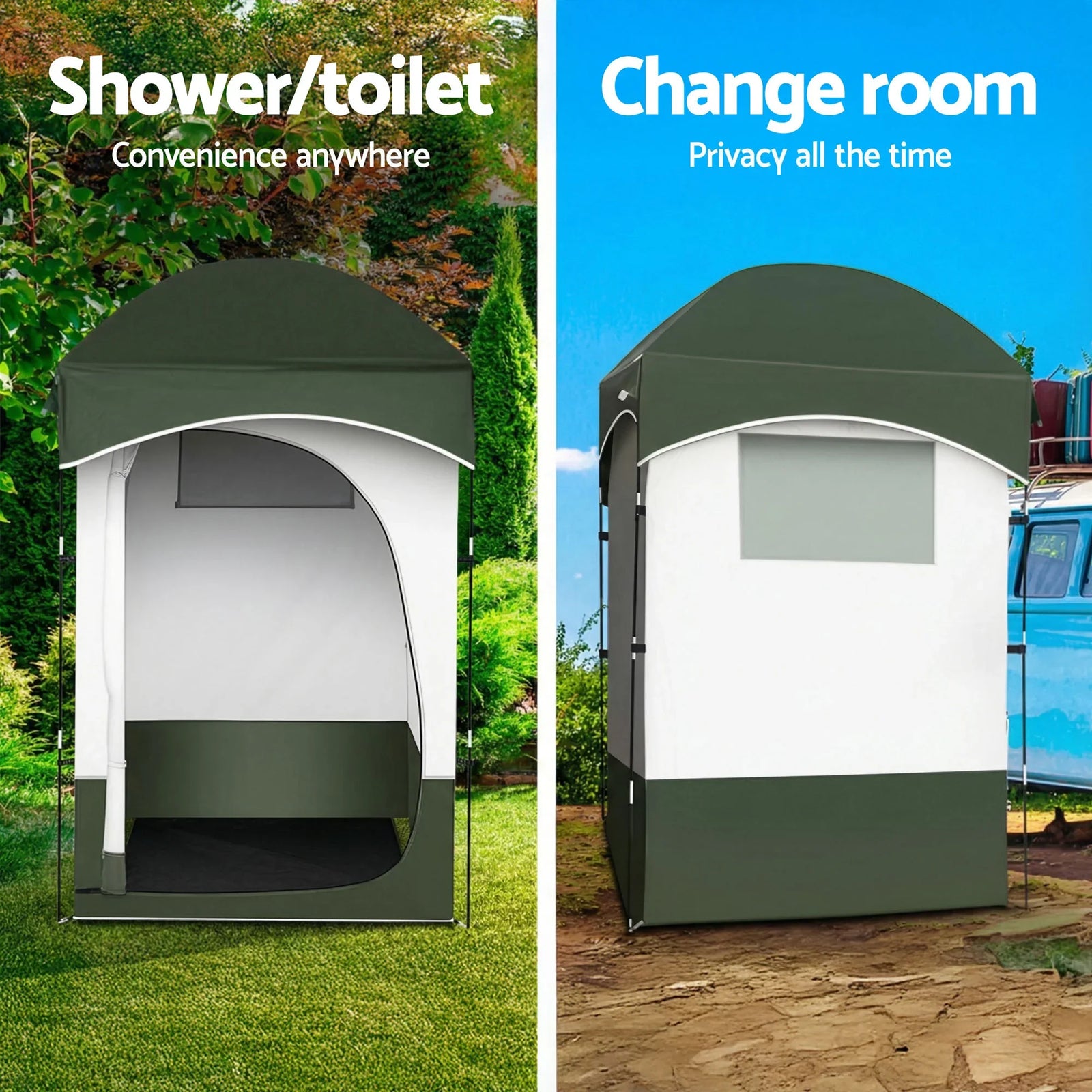20L Portable Camping Toilet Shower Tent Changing Room Outdoor Loo Set