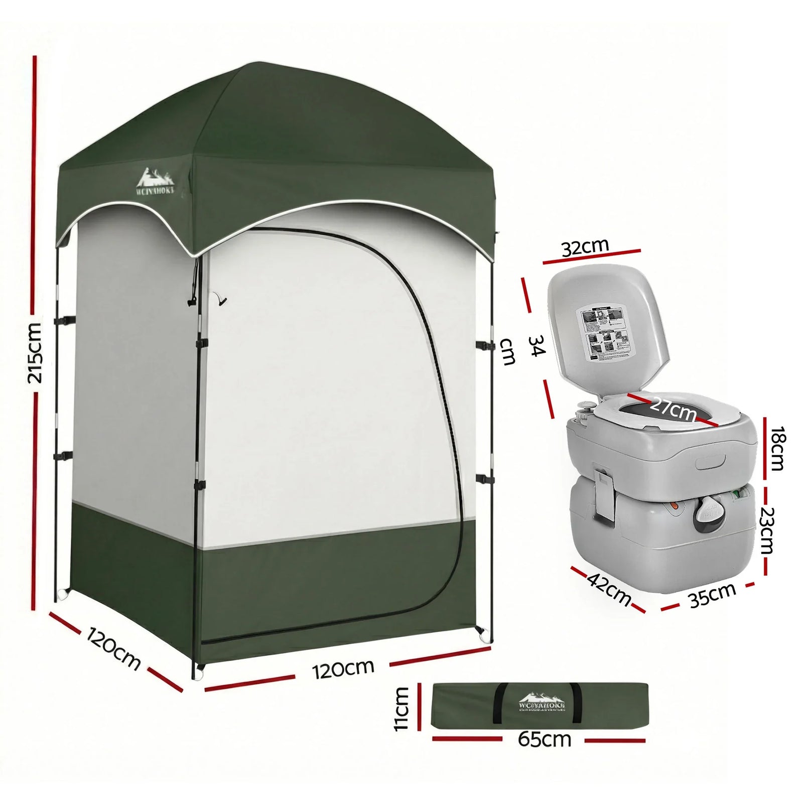 22L Portable Camping Toilet Shower Tent Changing Room Outdoor Loo Set