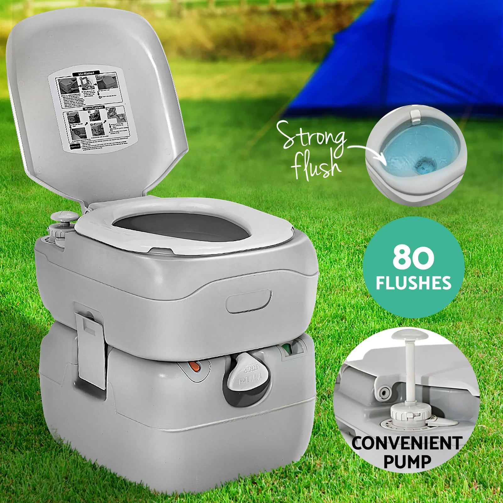 22L Portable Camping Toilet Shower Tent Changing Room Outdoor Loo Set
