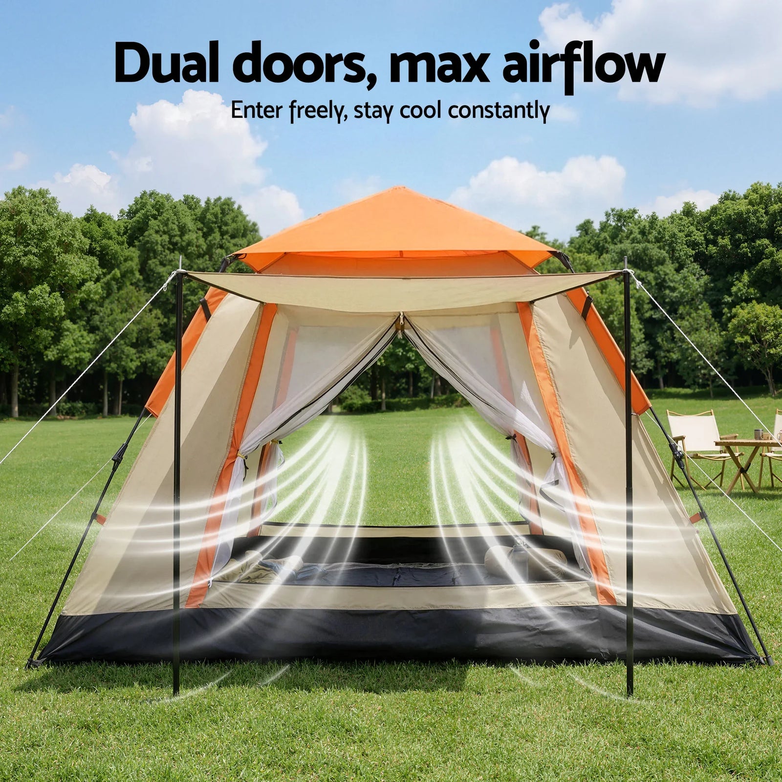 Pop Up Camping Tent 3-4 Person Automatic Tent Instant Setup Waterproof