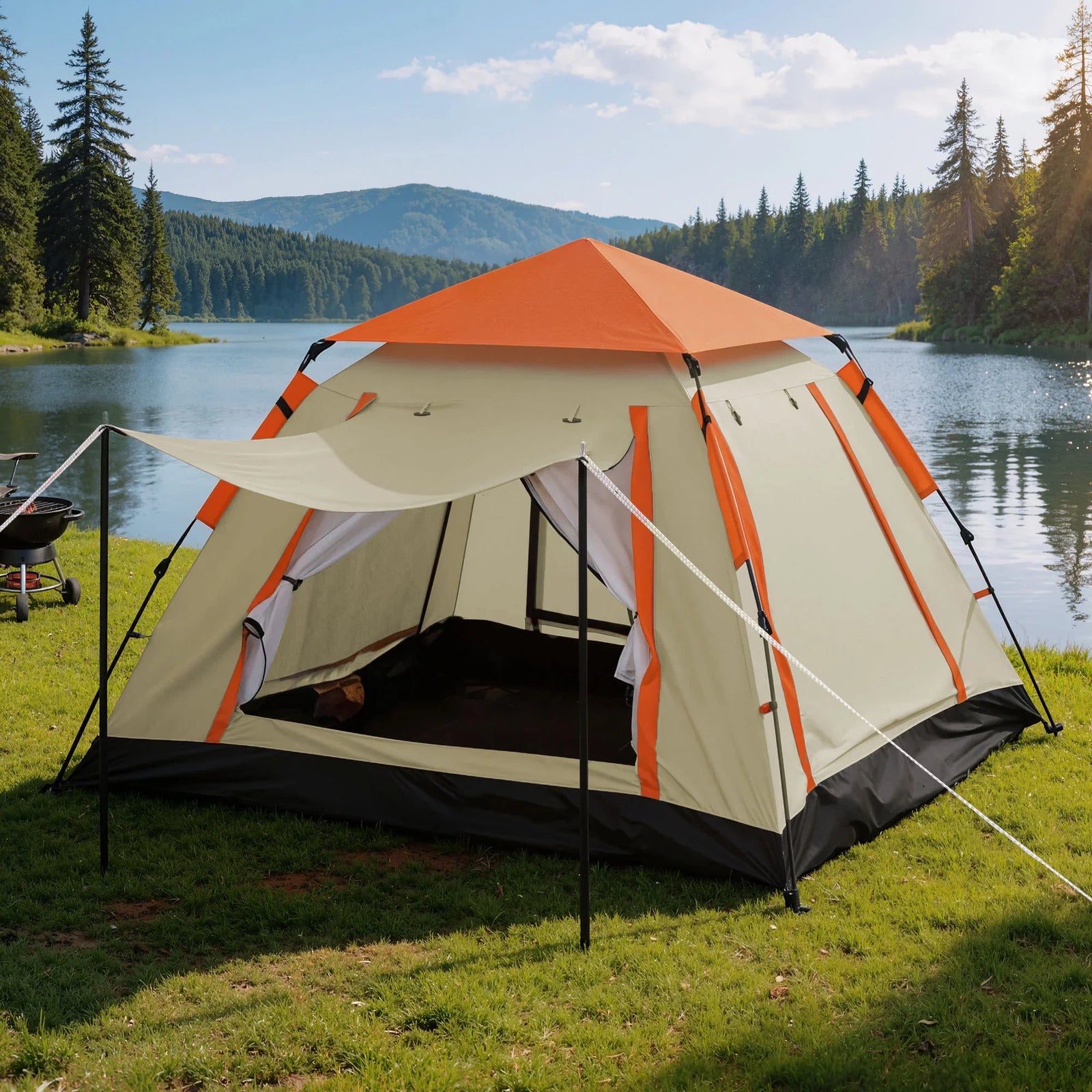 Pop Up Camping Tent 3-4 Person Automatic Tent Instant Setup Waterproof