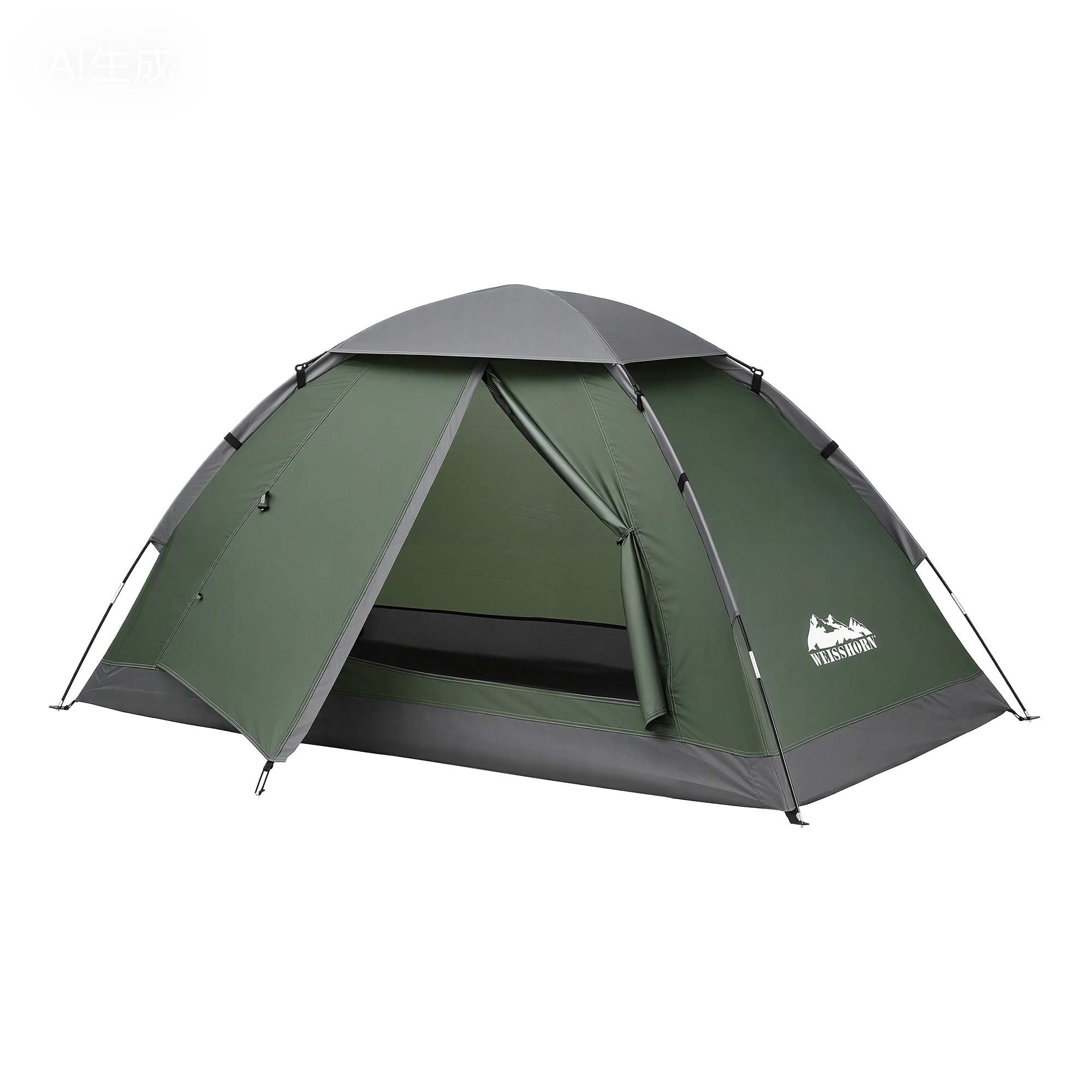 1 Person Camping Tent Waterproof Hiking Vestibule Porch Green Grey Set