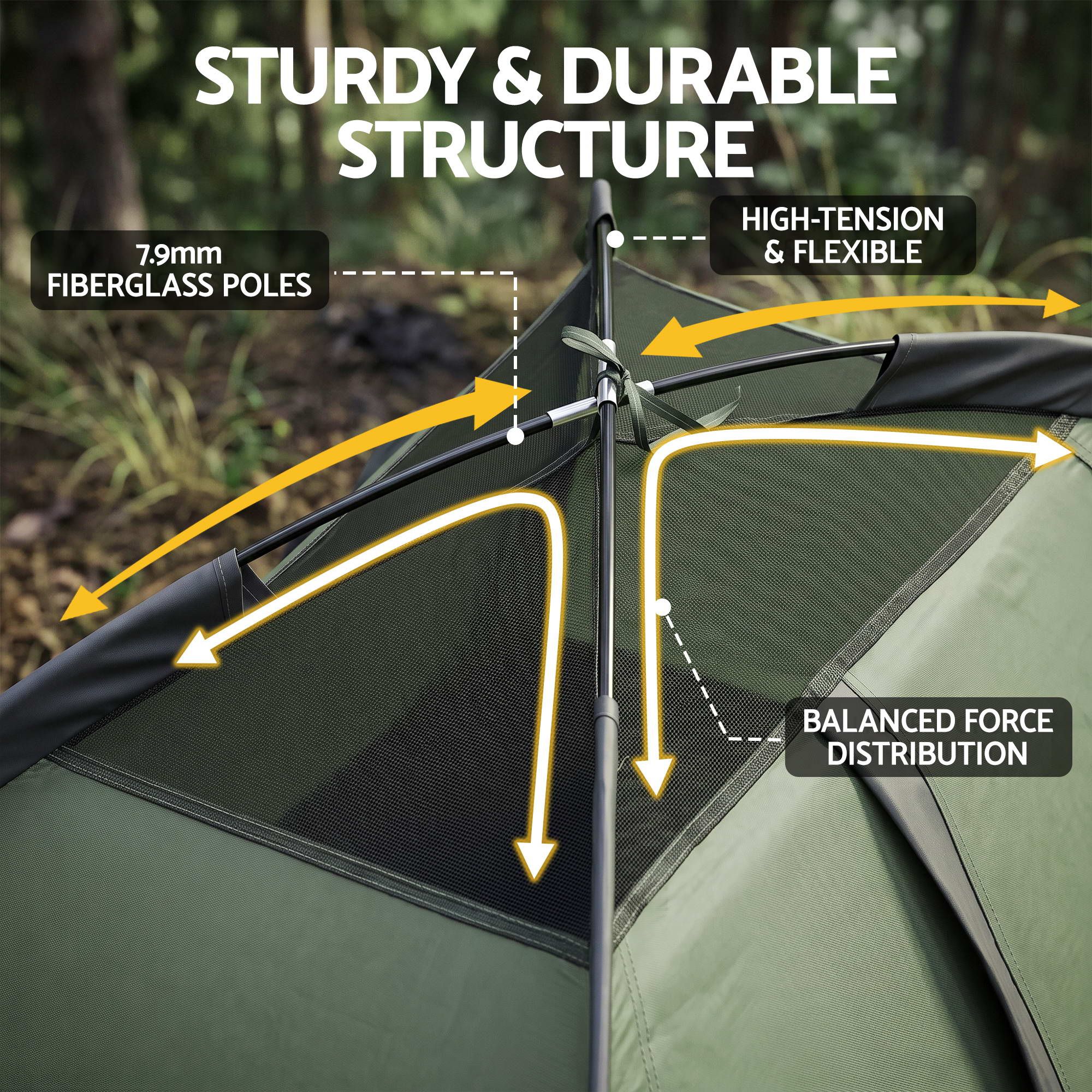 1 Person Camping Tent Waterproof Hiking Vestibule Porch Green Grey Set