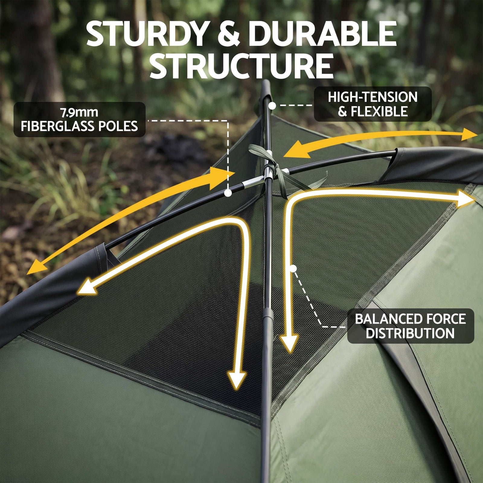1 Person Camping Tent Waterproof Hiking Vestibule Porch Green Grey Set