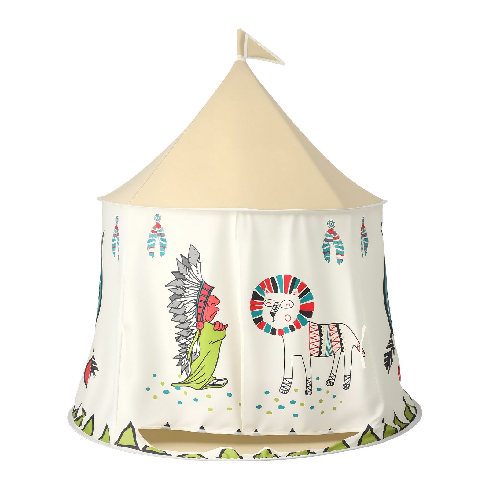 Kids Play Tent Playhouse – Castle with Windows & Flag, 115cm, Multicolour