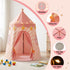 Kids Play Tent Playhouse – Pink with Star Lights, Window & Mat, 153cm