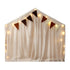 Kids Play Tent Playhouse – White with Star Lights, Windows & Flag, 130cm