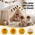 Kids Play Tent Playhouse – White with Star Lights, Windows & Flag, 130cm