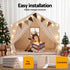 Kids Play Tent Playhouse – White with Star Lights, Windows & Flag, 130cm