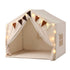 Kids Play Tent Playhouse – White with Star Lights, Windows & Flag, 130cm