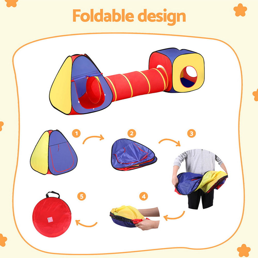 Kids Playhouse Play Tent Pop Up Teepee Castle Crawl Tunnel Outdoor Indoor Toys Children Gift