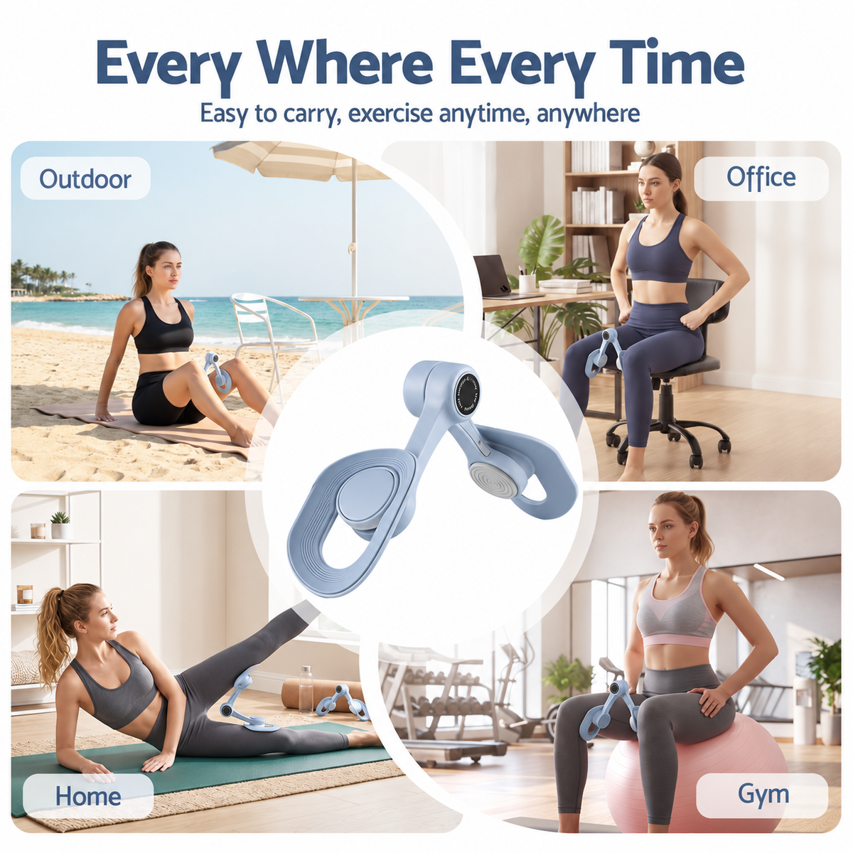 Everfit Thigh Master Pelvic Floor Muscle Exercise Trainer Devices for Women Blue