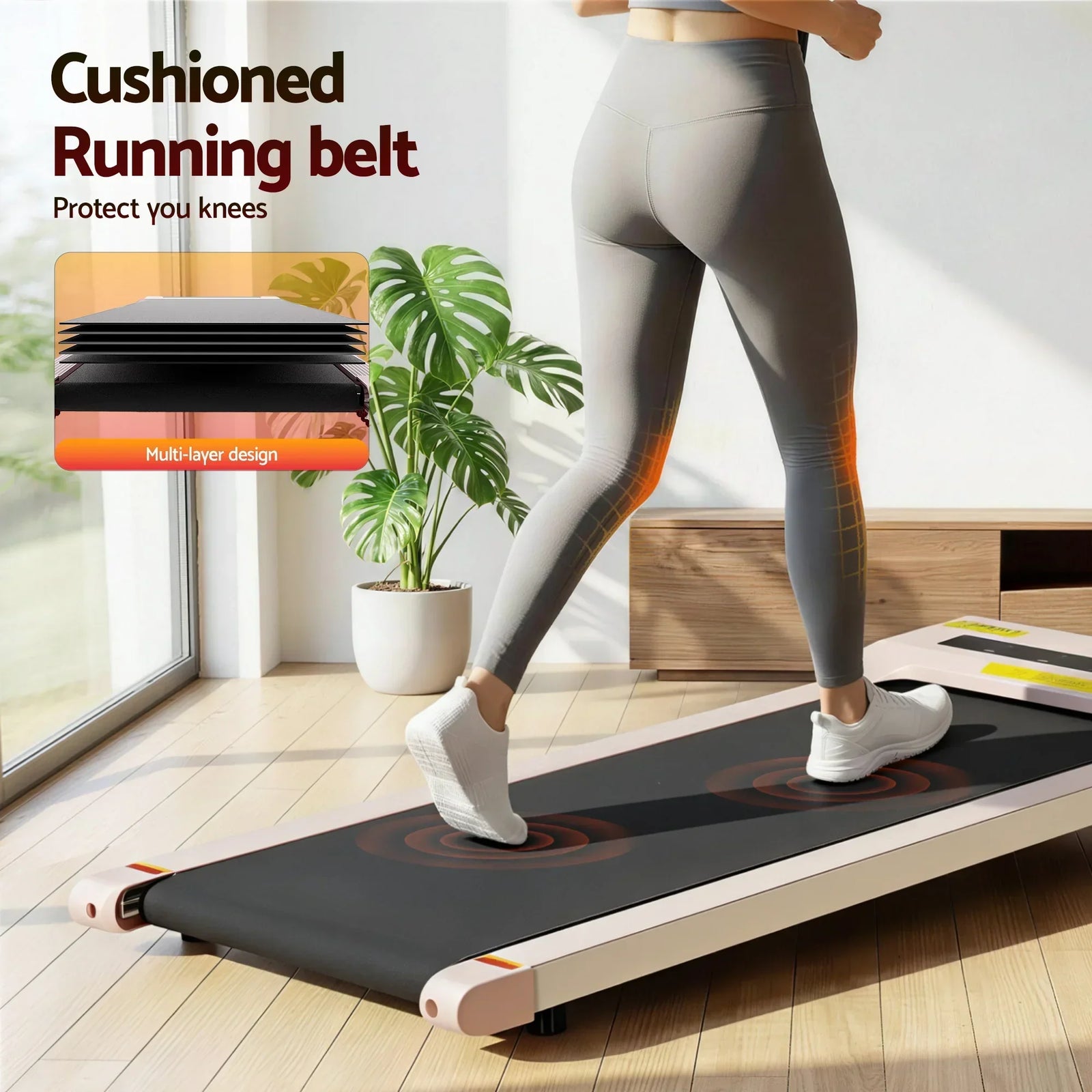 Treadmill Electric Walking Pad Under Desk Home Gym Fitness 360mm Pink