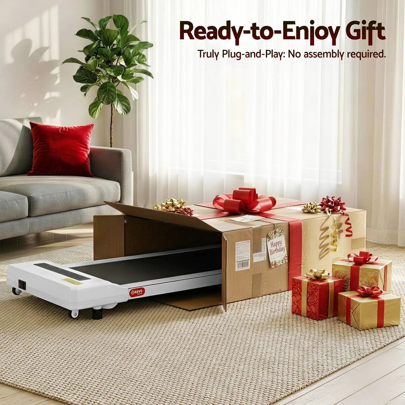 Treadmill Electric Walking Pad Under Desk Home Gym Fitness 360mm White