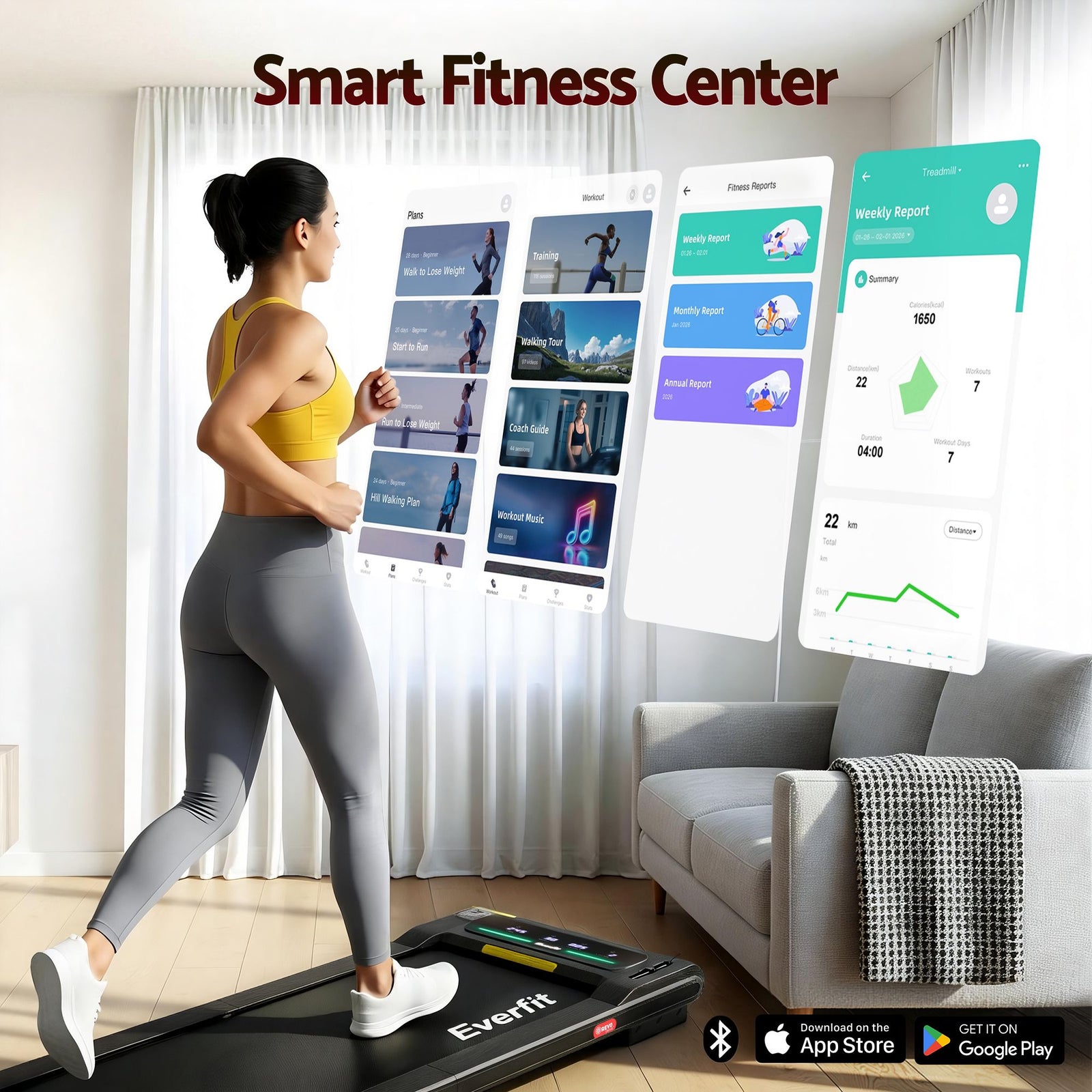2-in-1 Foldable Walking Pad Treadmill Under Desk 3.0HP APP Control
