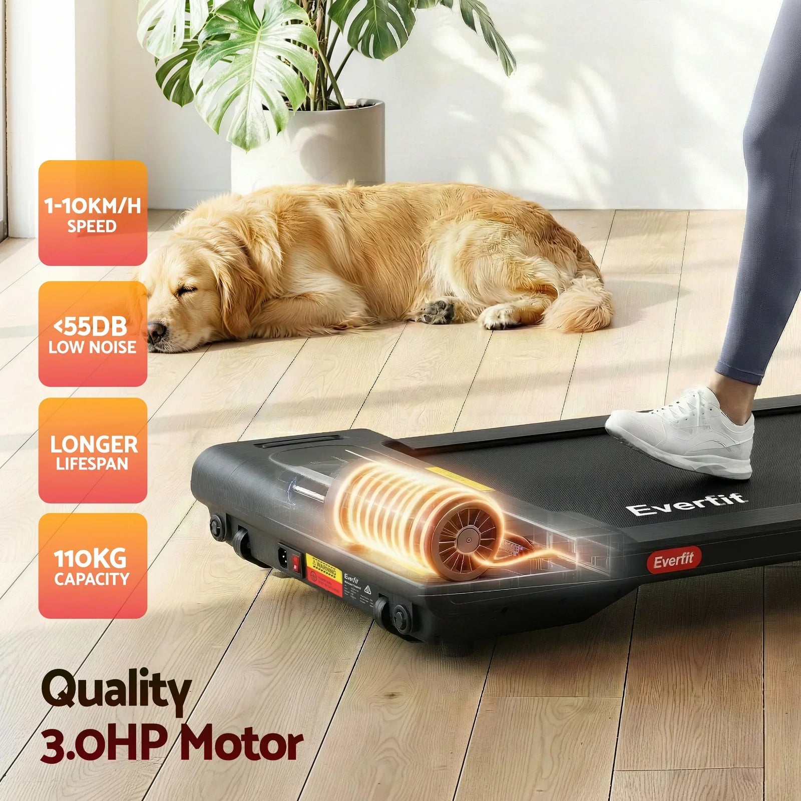 Walking Pad Treadmill 2 in 1 Foldable Under Desk for Home Gym With 38cm Belt With APP