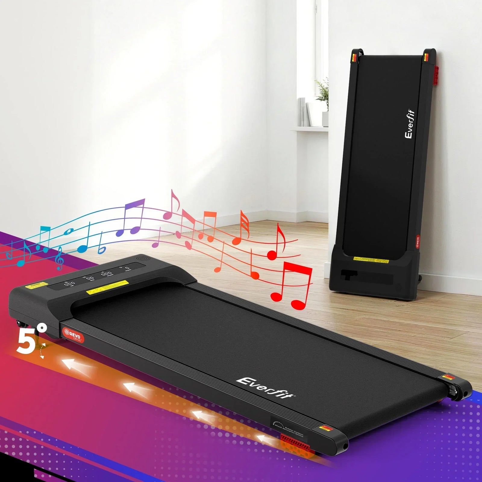 Treadmill Electric Walking Pad Incline Under Desk Home Gym 380mm Black
