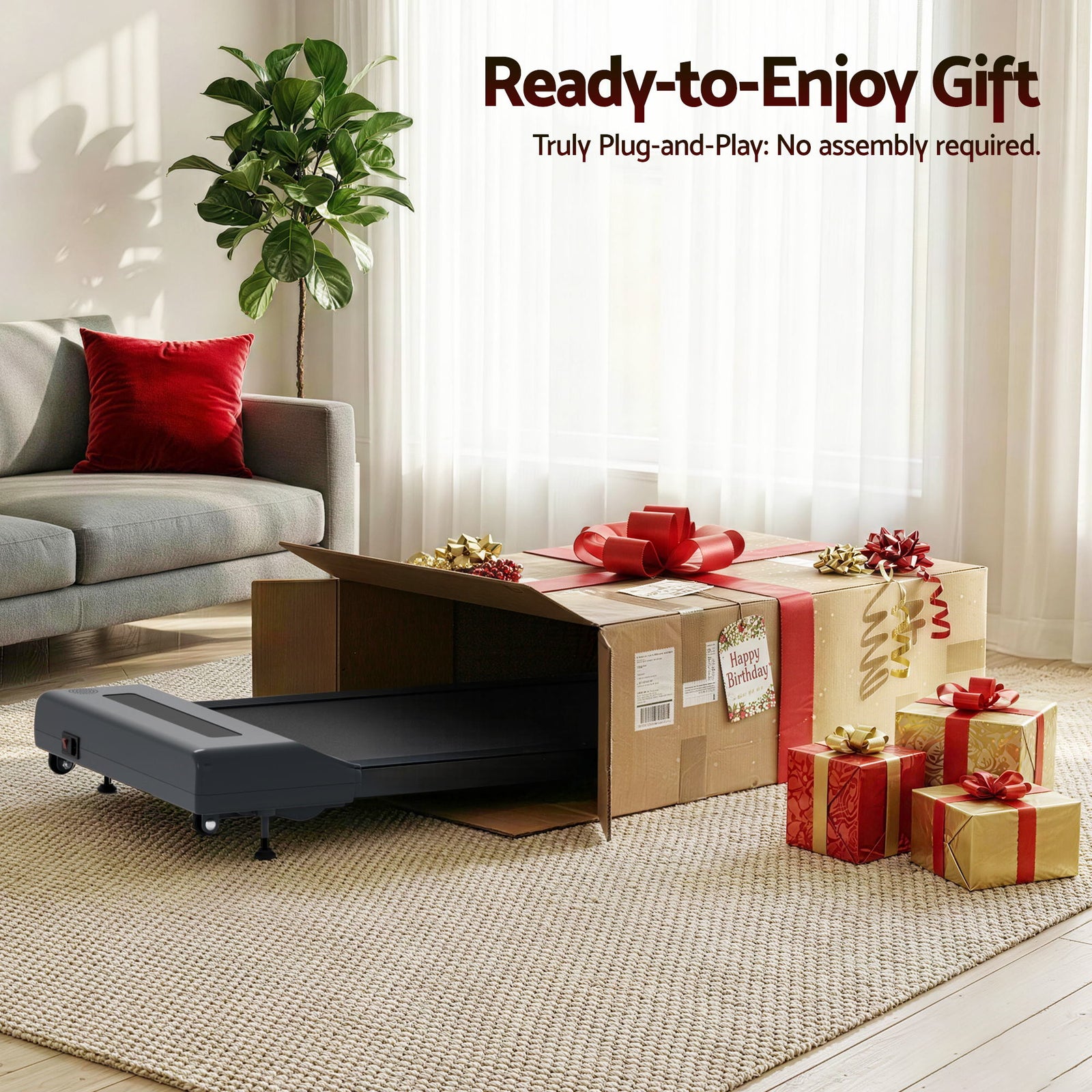 Treadmill Electric Walking Pad Incline Under Desk Home Gym 380mm Grey