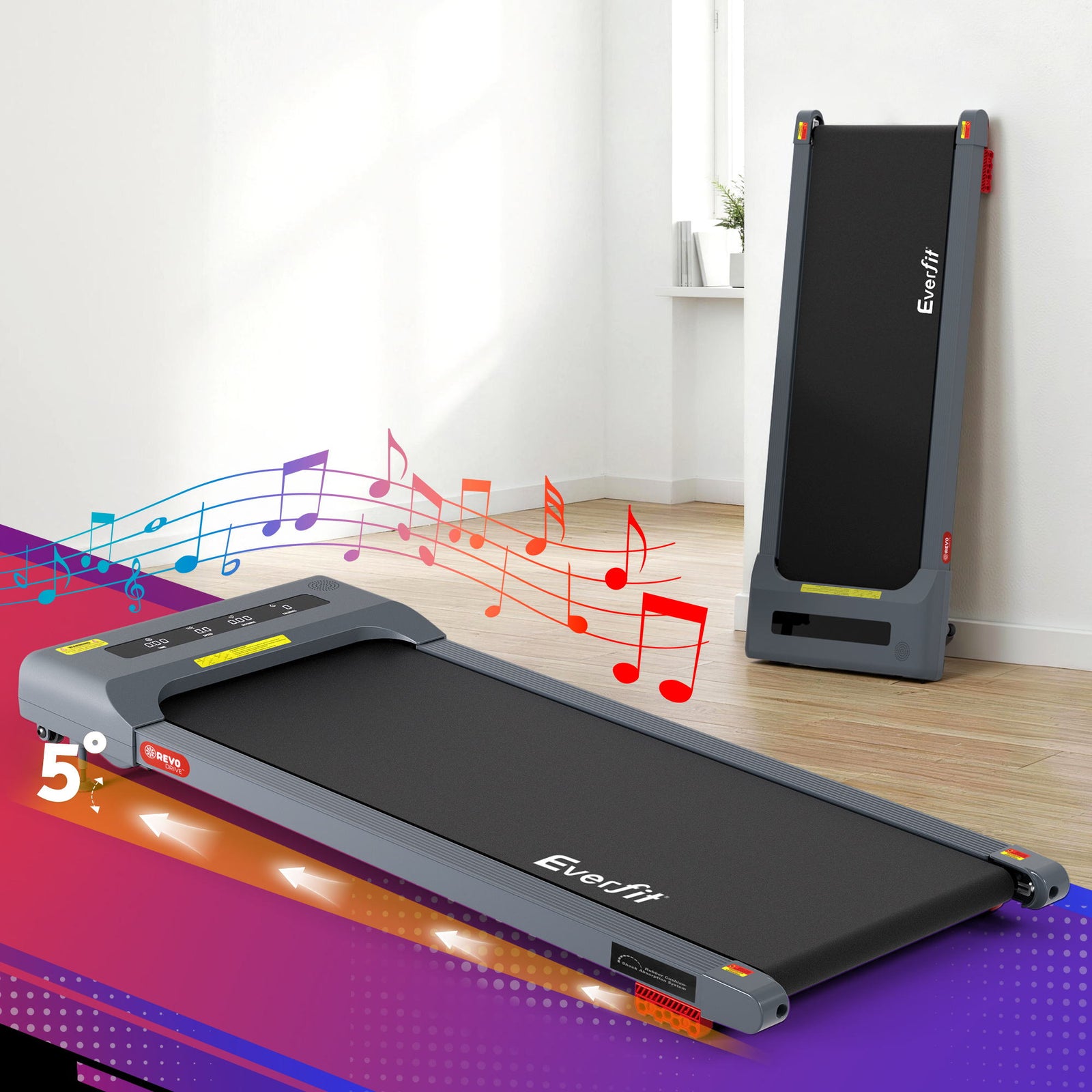 Treadmill Electric Walking Pad Incline Under Desk Home Gym 380mm Grey