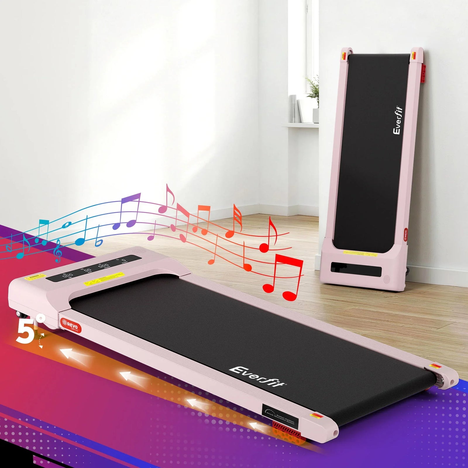 Walking Pad Treadmill – Under‑Desk w/ 3‑Level Incline & App Control, Pink