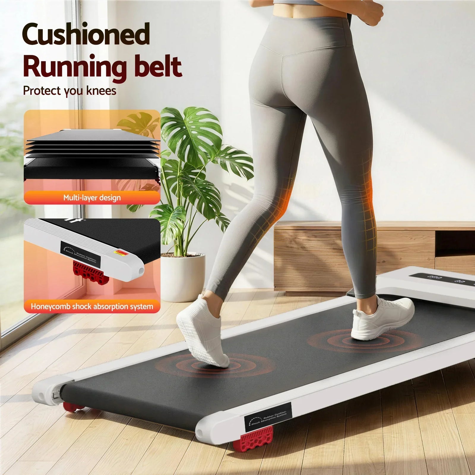 Treadmill Electric Walking Pad Incline Under Desk Home Gym 380mm White
