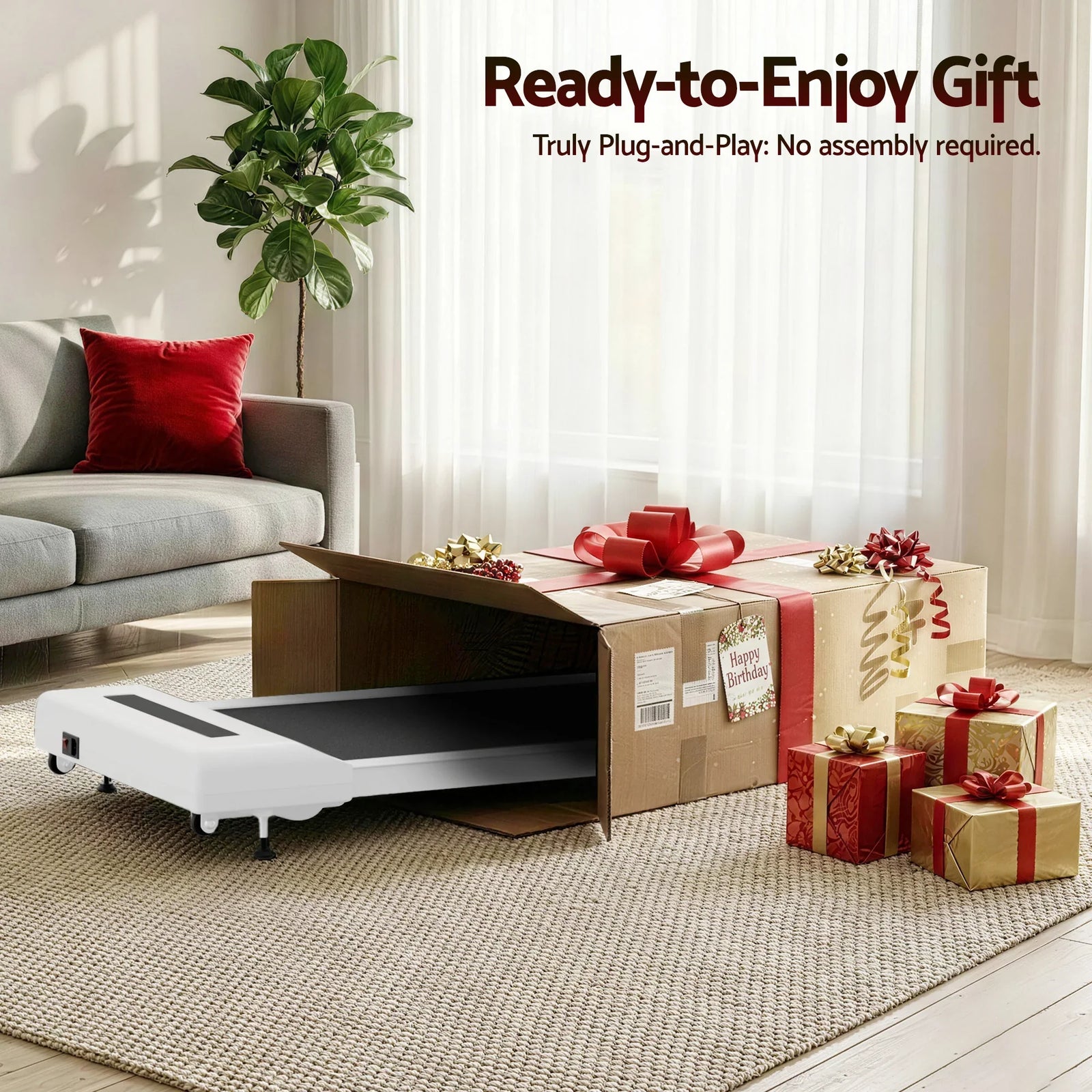 Treadmill Electric Walking Pad Incline Under Desk Home Gym 380mm White