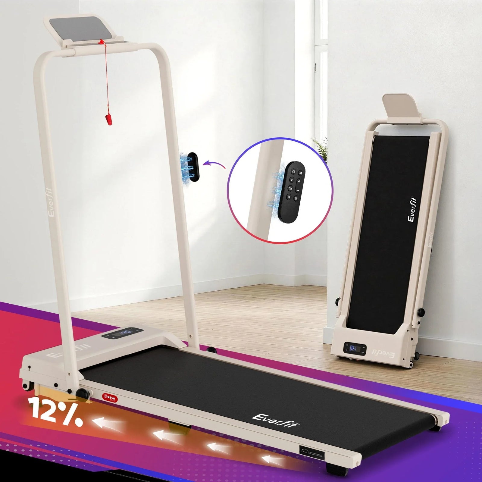 3‑in‑1 Walking Pad Treadmill – 12% Incline, Foldable Under‑Desk, APP Control